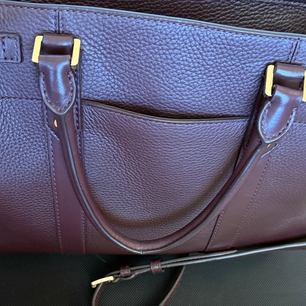 Michael Kors Burgandy/Brown Satchel with Gold Accents - Picture 8 of 9